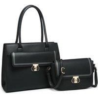 2In1 Twist Lock Colour Block Crossbody Bag/ Tote Bag