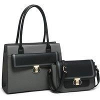 2In1 Twist Lock Colour Block Crossbody Bag/ Tote Bag