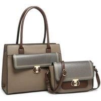 2In1 Twist Lock Colour Block Crossbody Bag/ Tote Bag