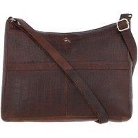 'Simonetta' Croc Print Real Leather Shoulder Bag