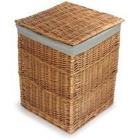 Light Steamed Large Square Laundry Basket with Grey Sage Lining