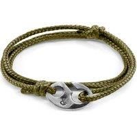 ANCHOR & CREW Men's Windsor Silver & Rope Bracelet in Green