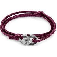 ANCHOR & CREW Men's Windsor Silver & Rope Bracelet in Purple