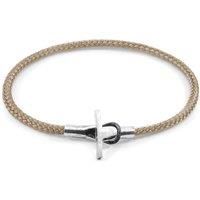 ANCHOR & CREW Men's Cambridge Silver & Rope Bracelet in Light Brown | Size: 21 cm
