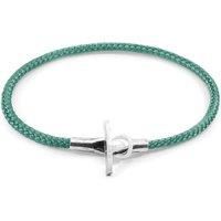 ANCHOR & CREW Men's Cambridge Silver & Rope Bracelet in Light Green | Size: 21 cm