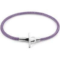 ANCHOR & CREW Men's Cambridge Silver & Rope Bracelet in Lilac | Size: 21 cm