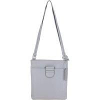 Tab Zip Top Real Leather Crossbody Bag