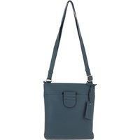 Tab Zip Top Real Leather Crossbody Bag