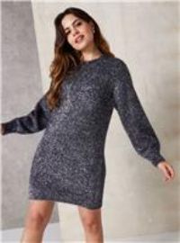 EVERBELLE Charcoal Tinsel Knitted Midi Dress XS