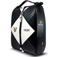 Lyle and Scott Argyle Premium Leather Shoe Bag for Golf Shoes - Stylish Golf Accessories with Side Breather Vents, Embroidered Branding, Durable Zip, Embossed Eagle Zippers, Carty Handle, 35x23x16cm