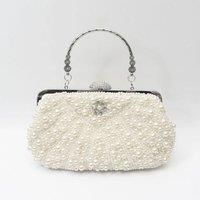 Ivory Pearl In Shell Shape Soft Touch Clutch Bag