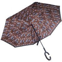 PEACH ACCESSORIES Women's Small Leopard Print Upside Down Umbrella In Dark Brown