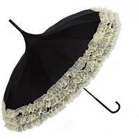 PEACH ACCESSORIES Women's Pagoda Lacy Umbrella in Black