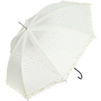 PEACH ACCESSORIES Women's Diamante Sparkly Frilly Umbrella in Cream