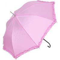 PEACH ACCESSORIES Women's Diamante Sparkly Frilly Umbrella in Pink