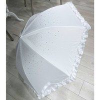 PEACH ACCESSORIES Women's Diamante Sparkly Frilly Umbrella in White