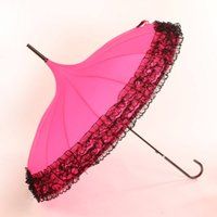 PEACH ACCESSORIES Women's Pagoda Lacy Umbrella in Fuchsia