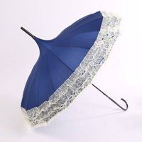 PEACH ACCESSORIES Women's Pagoda Lacy Umbrella in Navy
