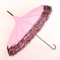 PEACH ACCESSORIES Women's Pagoda Lacy Umbrella in Baby Pink