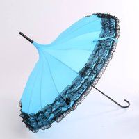 PEACH ACCESSORIES Women's Pagoda Lacy Umbrella in Baby Blue