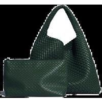 Chic Weave Tote Handbag with Matching Clutch