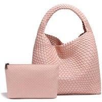 Chic Weave Tote Handbag with Matching Clutch