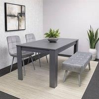 Dining Table and 2 Chairs With Bench Dark Grey Table 2 Grey Velvet Chairs