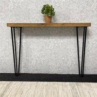 Modern Side Console Table with Veneer Top and Iron Legs