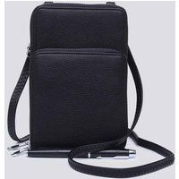 Kitise Women's Small Double-Zipped Mobile Phone Bag with Adjustable Strap in Black