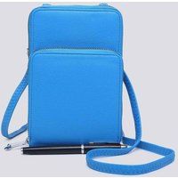 Kitise Women's Small Double-Zipped Mobile Phone Bag with Adjustable Strap in Blue