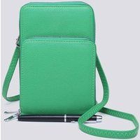 Kitise Women's Small Double-Zipped Mobile Phone Bag with Adjustable Strap in Green