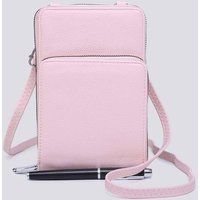 Kitise Women's Small Double-Zipped Mobile Phone Bag with Adjustable Strap in Rose