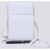 Kitise Women's Small Double-Zipped Mobile Phone Bag with Adjustable Strap in White