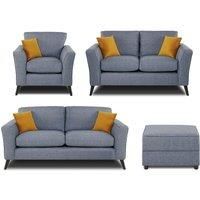 Modern Home Loscoe 3 2 1 footstool Set Denim