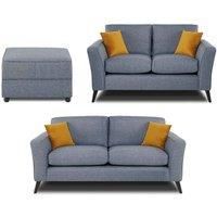 Modern Home Loscoe 3 2 footstool Set Denim