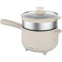 Drew&Cole CleverPot 1.2L Cooking Pot in Cream - Energy Efficient, Compact, Portable & Easy to Use - Serves up to 3 People - 2 Power Settings - Sleek Design - With Glass Lid & Steam Basket - 600W