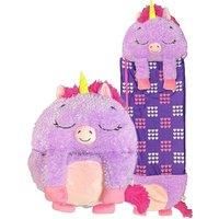 Happy Nappers Kids Sleeping Bag - Purple Unicorn Medium Size - Suitable for Children Aged 3 to 6 Years - Plush Toy, Comfy Sleeping Bag & Fluffy Pillow All in One