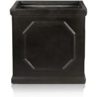 HORTICO Square Planter, Chelsea Flower Box Garden Planter, Light Stone Outdoor Plant Pot Dark Grey 11.81" H X 11.81" W X 11.81" D
