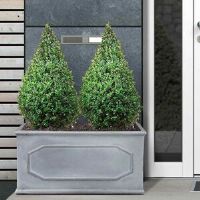 HORTICO Faux Lead Chelsea Large Trough Planter   Frostproof Outdoor Plant Pot   Vintage Style Large Rectangular Planter   Long Garden Planter with Drainage Ho Grey 12" H X 27.95" W X 11.8" D