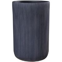 HORTICO Black Concrete Effect Frostproof Outdoor Plant Pot, Garden Flower Pot, Vase Round Garden Planter with Drainage Holes, Outdoor Planter with Ribbed Patt Black 47.5cm H x 30.5cm W x 30.5cm D