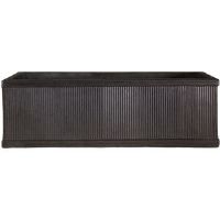 HORTICO Large Window Box Planter, Frostproof Outdoor Plant Pot, Vintage Style Ribbed Windowsill Planter, Narrow Garden Planter with Drainage Holes Faux Lead 30cm H x 80cm W x 30cm D