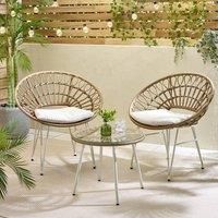 Crete Light Brown Rattan Outdoor Table & 2 Chairs Set