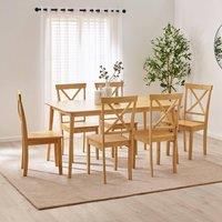 Lynton Large Oak Effect Wooden Dining Table & 6 Millford Chairs