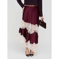 Lily & Lionel Elenor Ecru Insert Lace Skirt - Burgundy