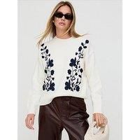 Lily & Lionel Clara Oversized Floral Print Jumper In - Cream