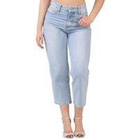 High Waisted Mid Wash Cropped Jeans