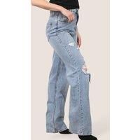High Rise Distressed Boyfriend Jeans