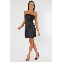 Strapless Black Sequin Mini Dress
