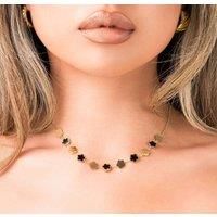 ARIIRA Women's Soraya Enamel Clover Link Necklace in Black