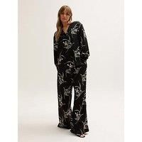 Lily & Lionel Lillibet Wide Leg Large Floral Print Trouser In Black
